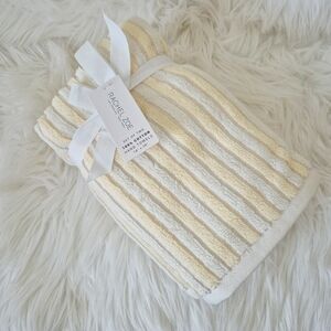 2pc Rachel Zoe Bath Towel set 100% cotton Yellow & cream striped